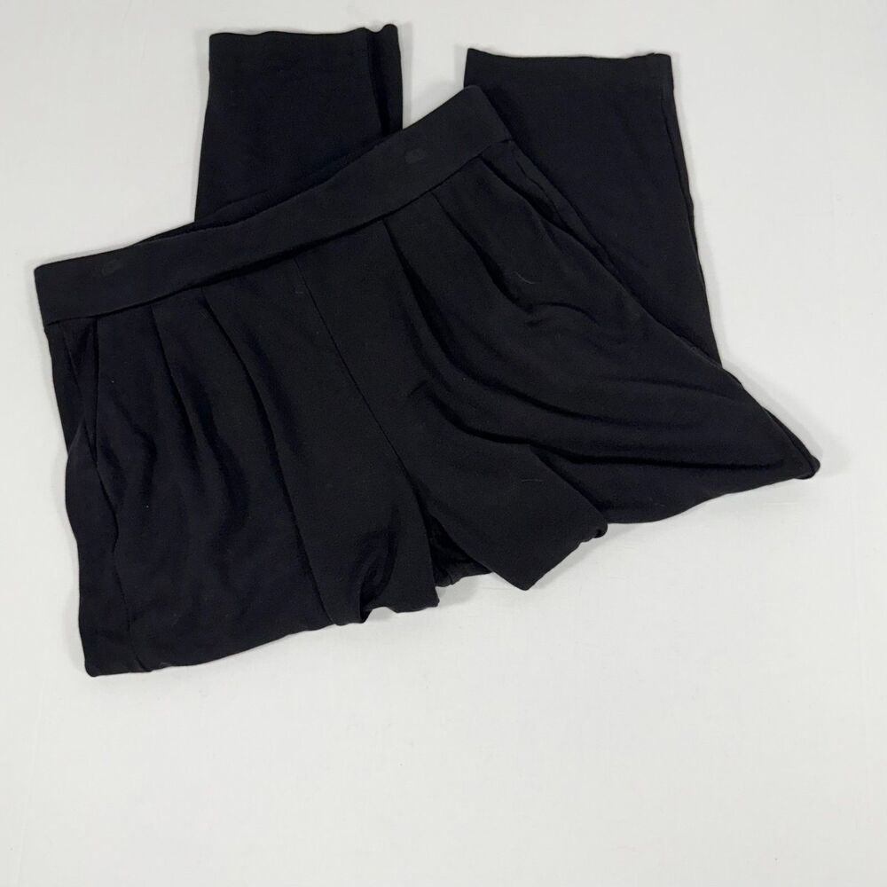 Pleated Wide Leg LOFT Petites Black Rayon Trouser Pants Size LP Large Petite - Picture 7 of 9